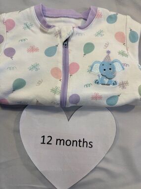 Tuffy - LIKE NEW - Baby Onesie sleeper with Elephant and Balloon Print